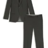 Dreiteiliger Slim-Fit-Anzug aus gemusterter Stretchwolle