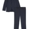 Dreiteiliger Slim-Fit-Anzug aus gemusterter Stretchwolle