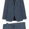 Dreiteiliger Slim-Fit-Anzug aus gemusterter Stretchwolle
