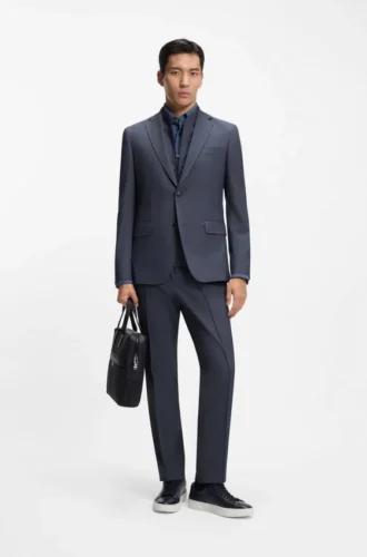 Dreiteiliger Slim-Fit-Anzug mit Weste mit Reißverschluss