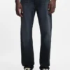 Dunkelblaue Jeans in Regular-Fit aus stonewashed Denim