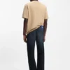 Dunkelblaue Jeans in Regular-Fit aus stonewashed Denim