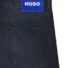 Dunkelblaue Jeans in Regular-Fit aus stonewashed Denim