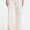 Ecrufarbene Baggy-Jeans aus festem Denim