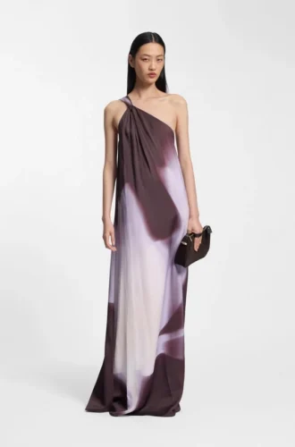 Ein-Schulter-Kleid mit Blumenprint