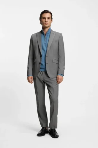 Extra-Slim-Fit-Hose aus Dobby-Stoff aus Schurwolle