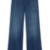 Fit-and-Flare-Jeans aus blauem italienischem Stretch-Denim