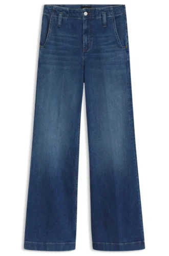Fit-and-Flare-Jeans aus blauem italienischem Stretch-Denim