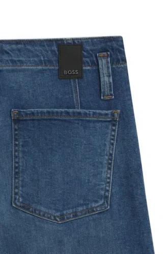 Fit-and-Flare-Jeans aus blauem italienischem Stretch-Denim