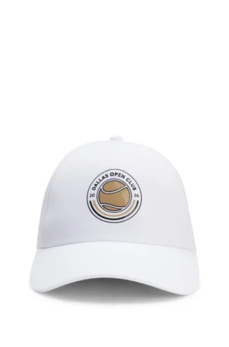 Fünf-Panel-Cap mit Tennis-Motiv und Logo Fünf-Panel-Cap mit Tennis-Motiv und Logo