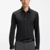 Funktionales, elastisches Slim-Fit-Hemd aus strukturiertem Jersey Funktionales, elastisches Slim-Fit-Hemd aus strukturiertem Jersey