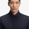 Funktionales, elastisches Slim-Fit-Hemd aus strukturiertem Jersey