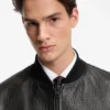 Gemusterte Lederjacke in Regular-Fit