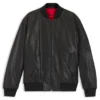 Gemusterte Lederjacke in Regular-Fit
