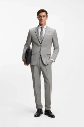 Gemusterte Slim-Fit-Hose aus Stretchwolle