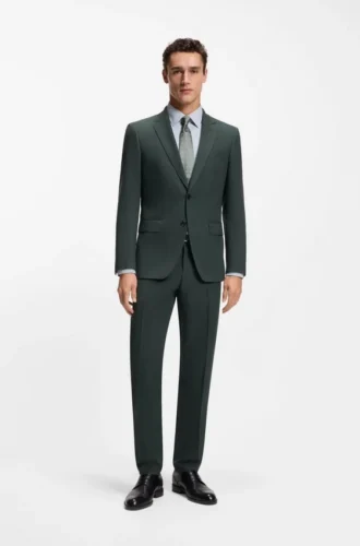 Gemusterte Slim-Fit-Hose aus Stretchwolle