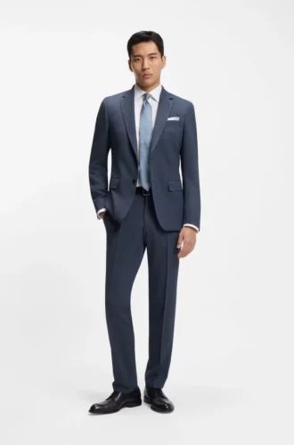 Gemusterte Slim-Fit-Hose aus Stretchwolle