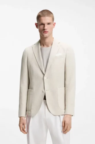 Gemusterte Slim-Fit-Jacke aus Baumwollmischung
