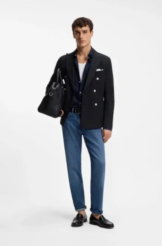 Gemusterte Slim-Fit-Jacke aus Baumwollmischung