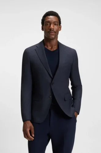 Gemusterte Slim-Fit-Jacke aus Schurwolle