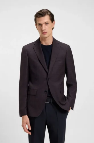 Gemusterte Slim-Fit-Jacke aus Schurwolle