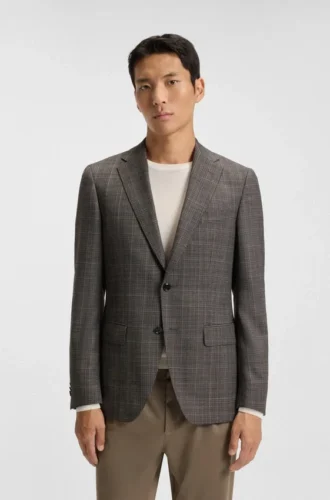 Gemusterte Slim-Fit-Jacke aus Schurwolle
