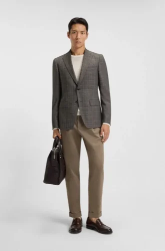 Gemusterte Slim-Fit-Jacke aus Schurwolle