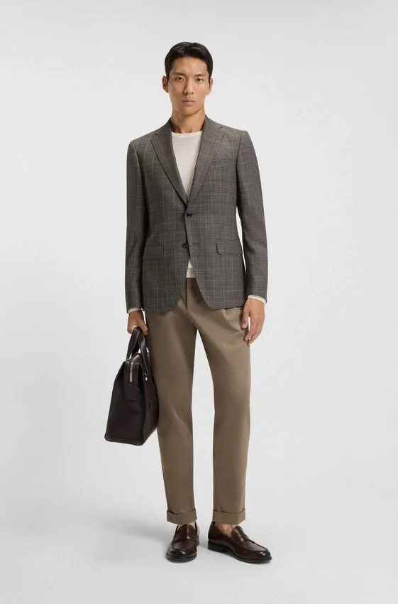Gemusterte Slim-Fit-Jacke aus Schurwolle Gemusterte Slim-Fit-Jacke aus Schurwolle
