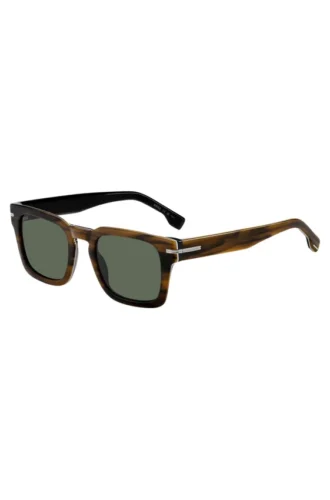 Gemusterte Sonnenbrille aus Acetat mit silberfarbenen Metallteilen