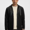 Gemusterter Kapuzenpullover mit Reißverschluss und Kordelzug aus Baumwollmischung