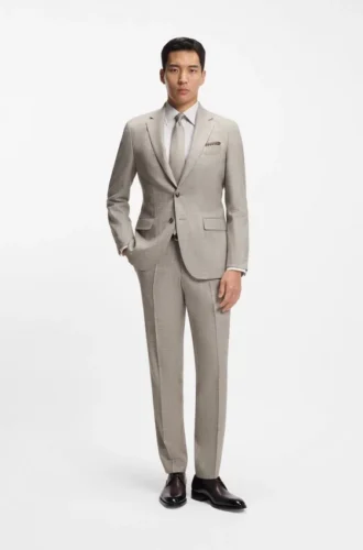 Gemusterter zweiteiliger Slim-Fit-Anzug aus einer Woll-Seiden-Mischung