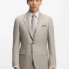 Gemusterter zweiteiliger Slim-Fit-Anzug aus einer Woll-Seiden-Mischung