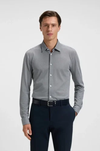 Gemustertes Slim-Fit-Hemd aus Flex-Weave-Stoff