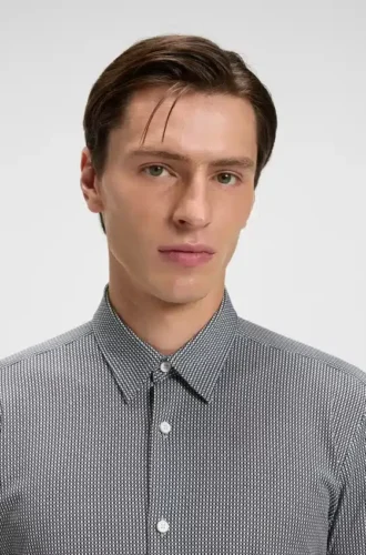 Gemustertes Slim-Fit-Hemd aus Flex-Weave-Stoff