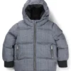 Gepolsterte Kinderjacke mit durchgehendem Karomuster und Monogrammen