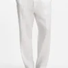 Gerade geschnittene Hose mit Kordelzug aus einer Leinenmischung