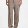 Gerade geschnittene Hose mit Kordelzug aus einer Leinenmischung