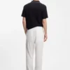 Gerade geschnittene Hose mit Kordelzug aus einer Leinenmischung