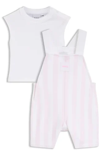 Geschenkset aus Baumwoll-Latzhose und T-Shirt für Babys