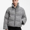 Gesteppte Jacke mit Hahnentrittmuster
