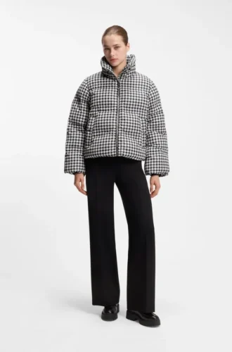 Gesteppte Jacke mit Hahnentrittmuster