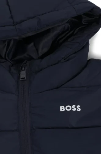 Gesteppte Kinderjacke mit Kapuze und Logo-Details