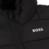 Gesteppte Kinderjacke mit Kapuze und Logo-Details