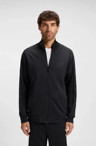 Gestepptes Jacquard-Sweatshirt mit Reißverschluss in Regular-Fit