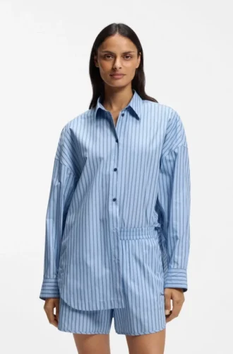 Gestreifte Bluse in Oversize-Passform aus Baumwollpopeline