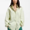Gestreifte Bluse in Oversize-Passform aus Baumwollpopeline