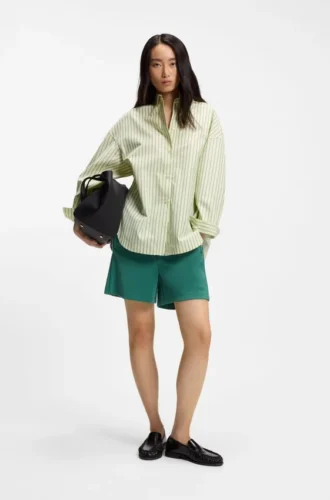 Gestreifte Bluse in Oversize-Passform aus Baumwollpopeline