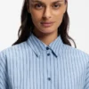 Gestreifte Bluse in Oversize-Passform aus Baumwollpopeline