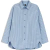 Gestreifte Bluse in Oversize-Passform aus Baumwollpopeline
