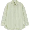 Gestreifte Bluse in Oversize-Passform aus Baumwollpopeline
